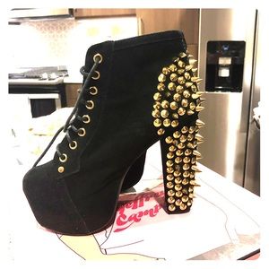 Jeffrey Campbell Litas Spiked Gold Black Suede